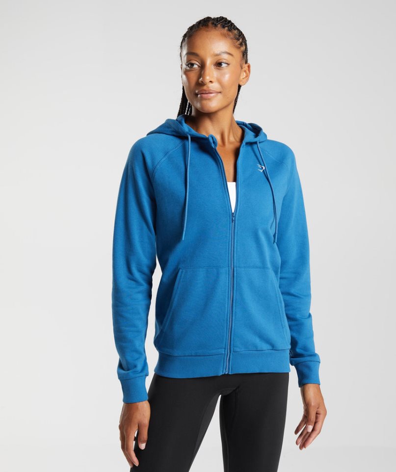 Gymshark Sport Zip Hoodie Damen Blau | AT-80-RHQX