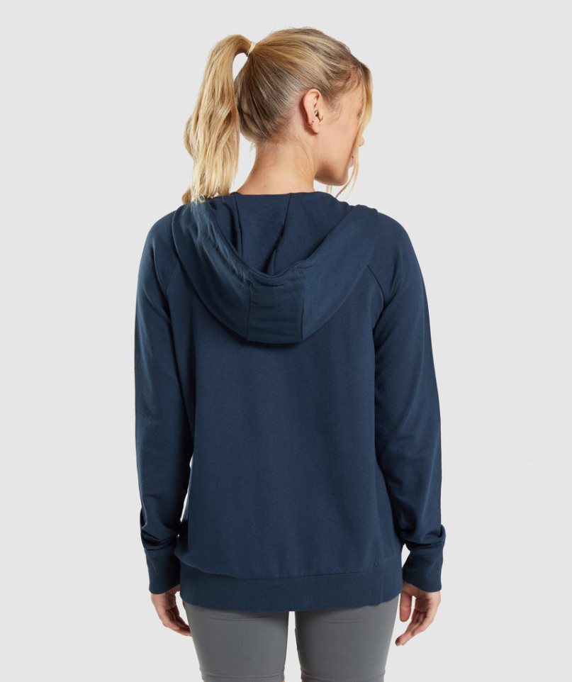 Gymshark Sport Zip Hoodie Damen Navy | AT-25-SDQF