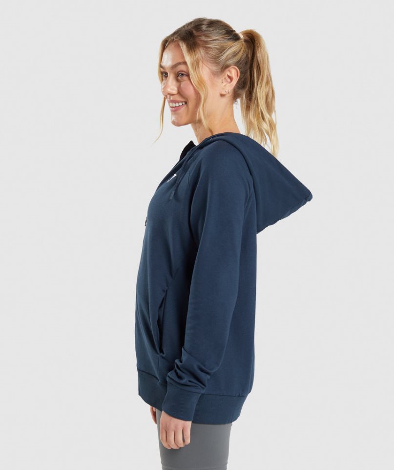 Gymshark Sport Zip Hoodie Damen Navy | AT-25-SDQF