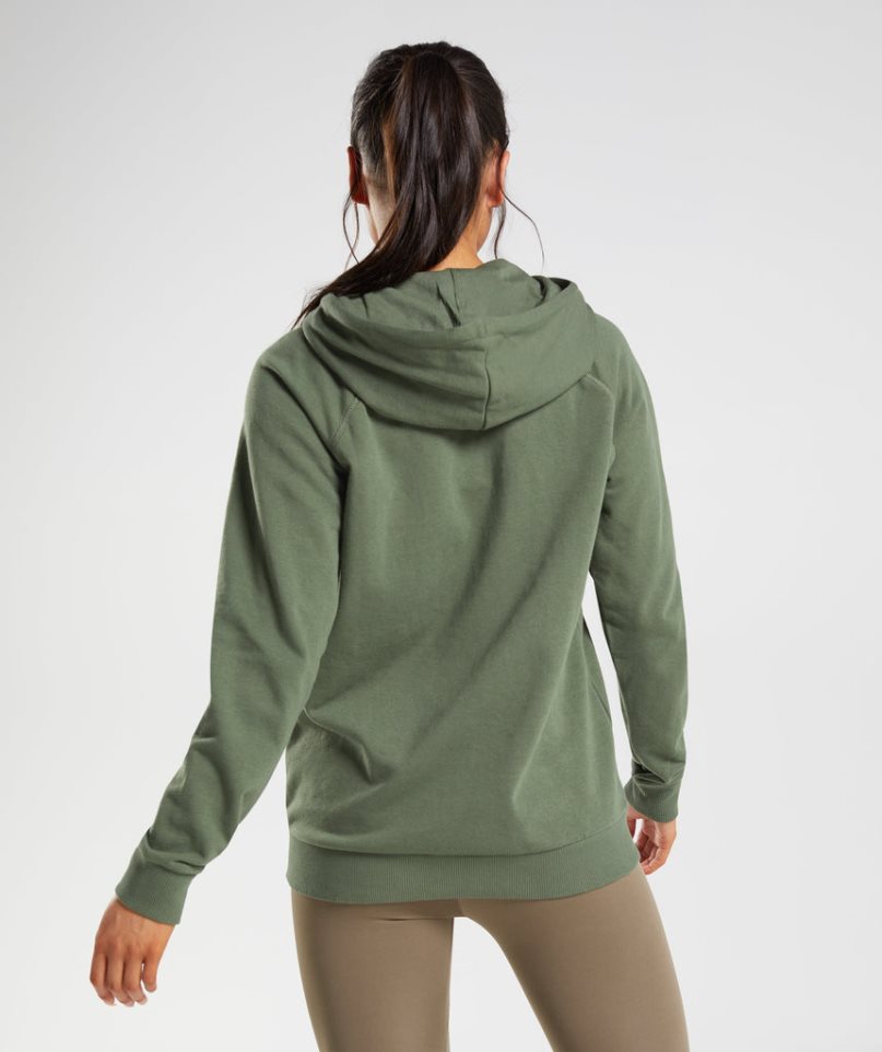 Gymshark Sport Zip Hoodie Damen Olivgrün | AT-70-BYAZ