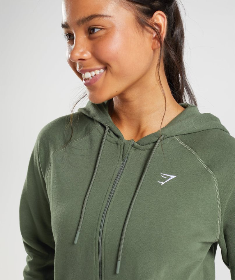 Gymshark Sport Zip Hoodie Damen Olivgrün | AT-70-BYAZ