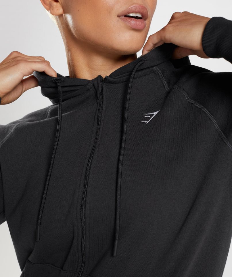 Gymshark Sport Zip Hoodie Damen Schwarz | AT-91-DQVK