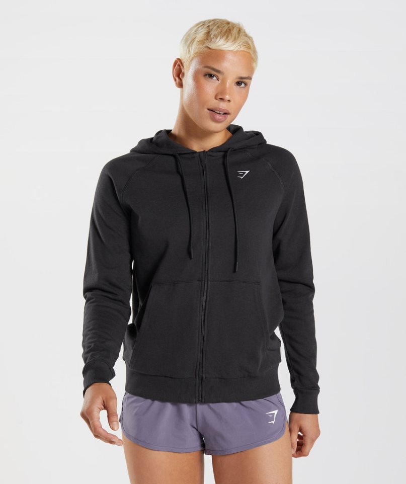 Gymshark Sport Zip Hoodie Damen Schwarz | AT-91-DQVK