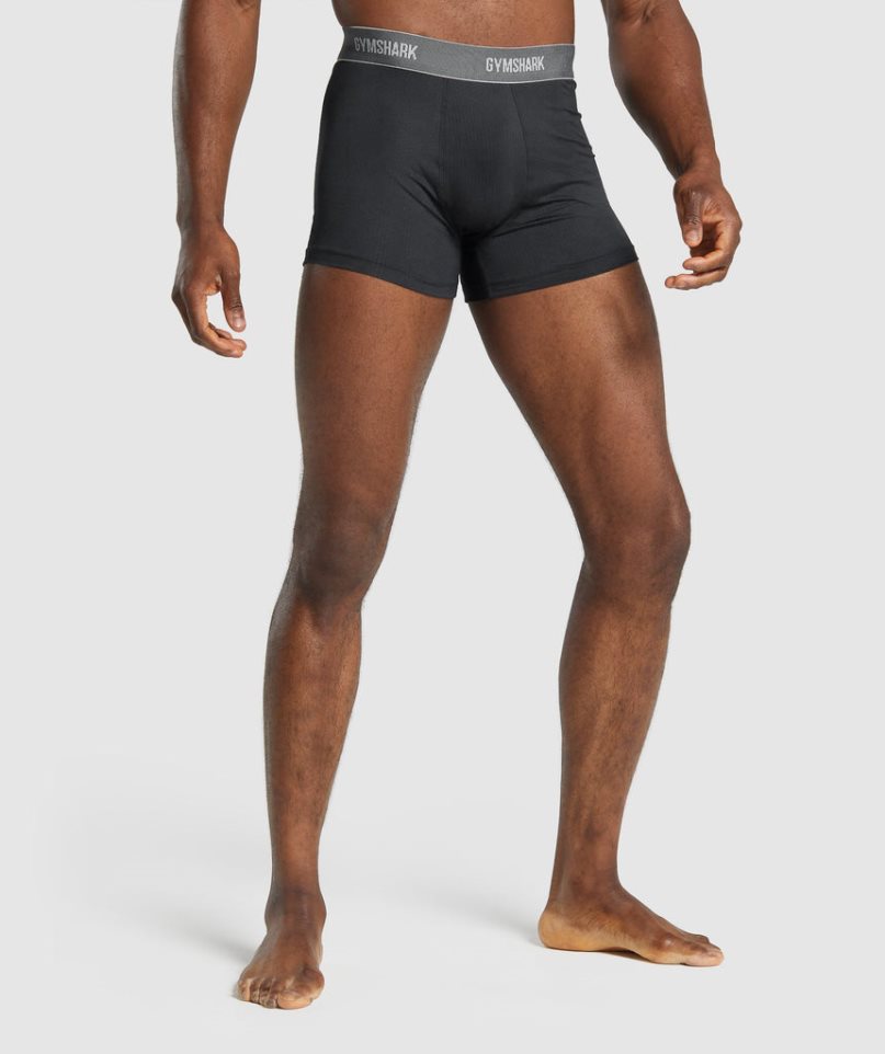 Gymshark Sports Tech Boxers 2pk Unterwäsche Herren Schwarz | AT-14-AVTS