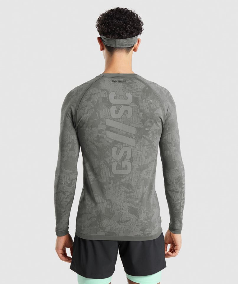 Gymshark Steve Cook Long Sleeve Seamless T-shirts Herren Grau | AT-79-MZBX