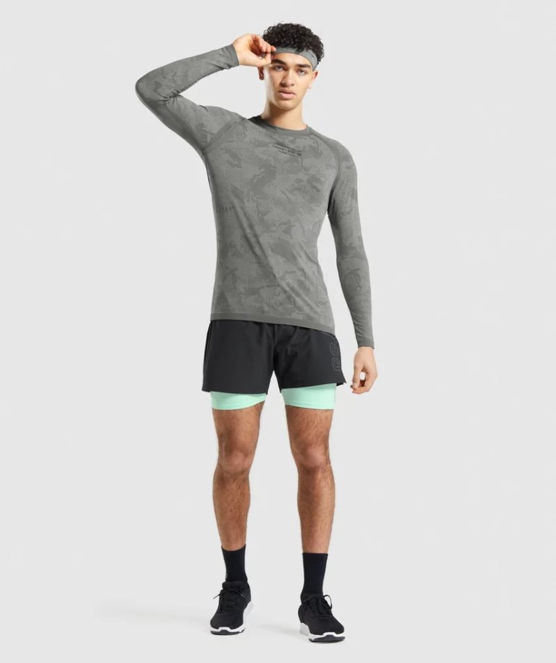 Gymshark Steve Cook Long Sleeve Seamless T-shirts Herren Grau | AT-79-MZBX