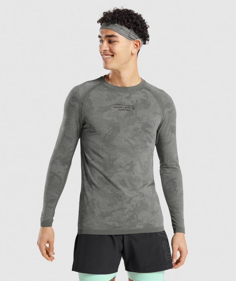 Gymshark Steve Cook Long Sleeve Seamless T-shirts Herren Grau | AT-79-MZBX