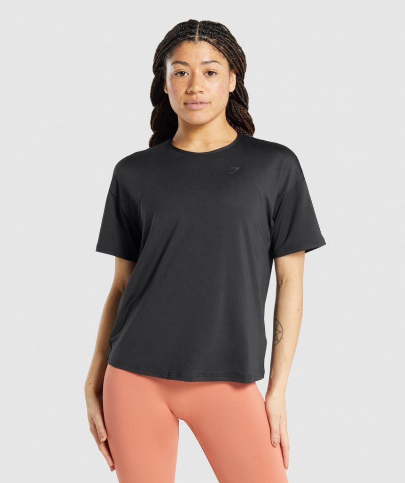 Gymshark Studio T-shirts Damen Schwarz | AT-47-FNWJ