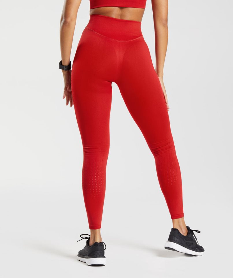 Gymshark Sweat Seamless Sculpt Leggings Damen Rot | AT-57-QHFL