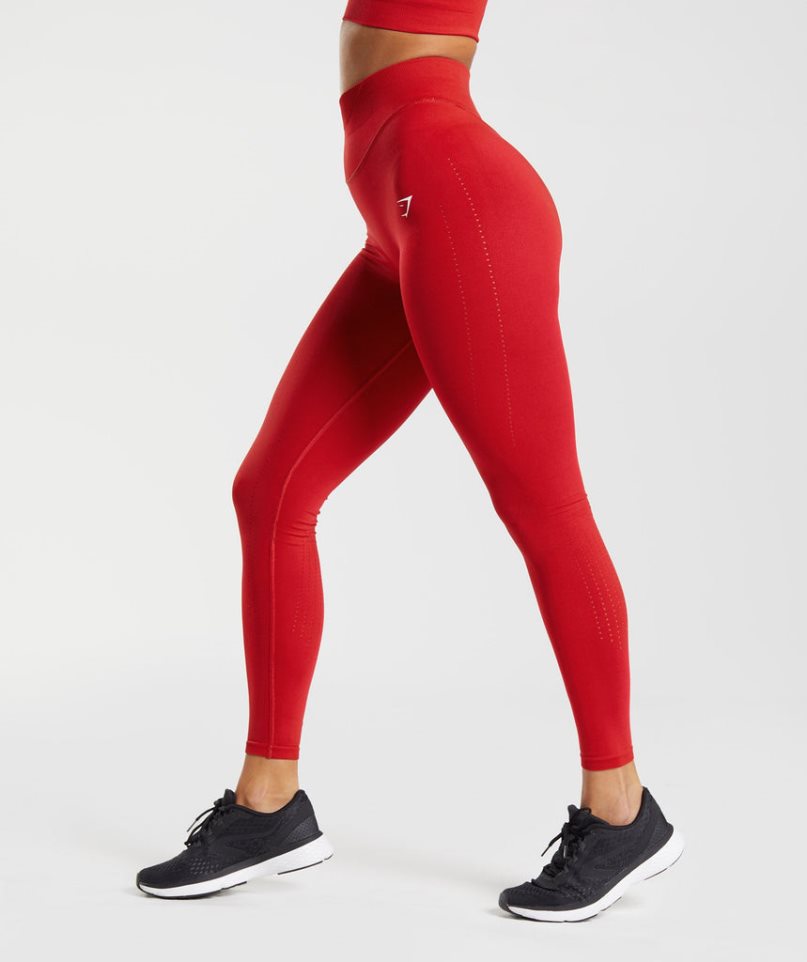 Gymshark Sweat Seamless Sculpt Leggings Damen Rot | AT-57-QHFL