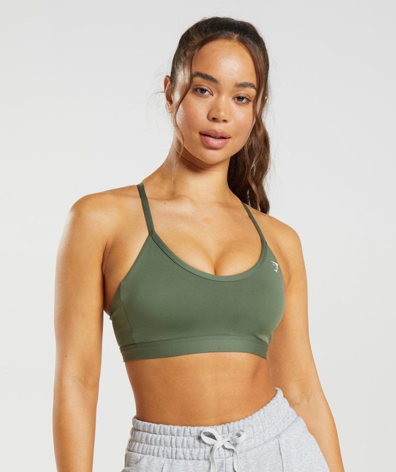 Gymshark V Neck Sport Bh Damen Olivgrün | AT-90-RYSK