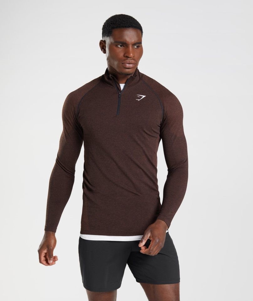 Gymshark Vital Light 1/4 Zip Sweatshirts Herren Dunkelbraun | AT-31-UGYL