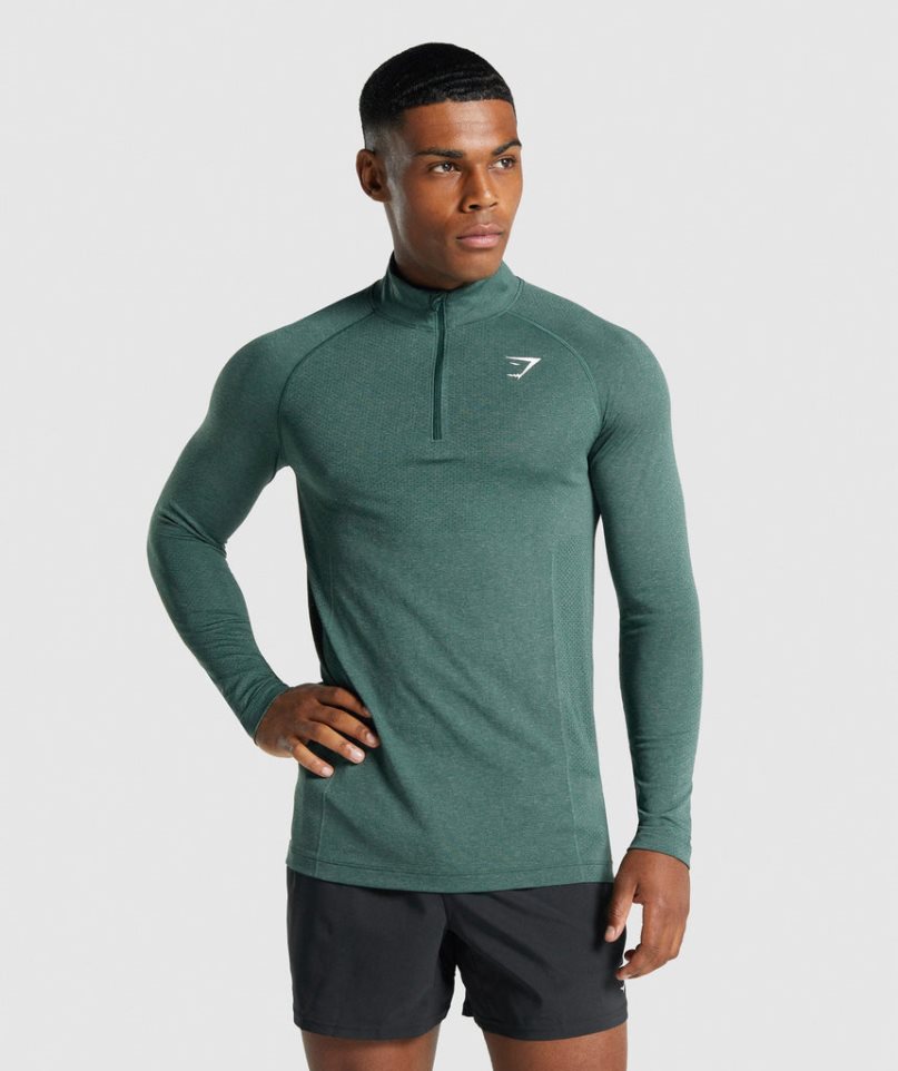 Gymshark Vital Light 1/4 Zip Sweatshirts Herren Dunkelgrün | AT-93-JENK