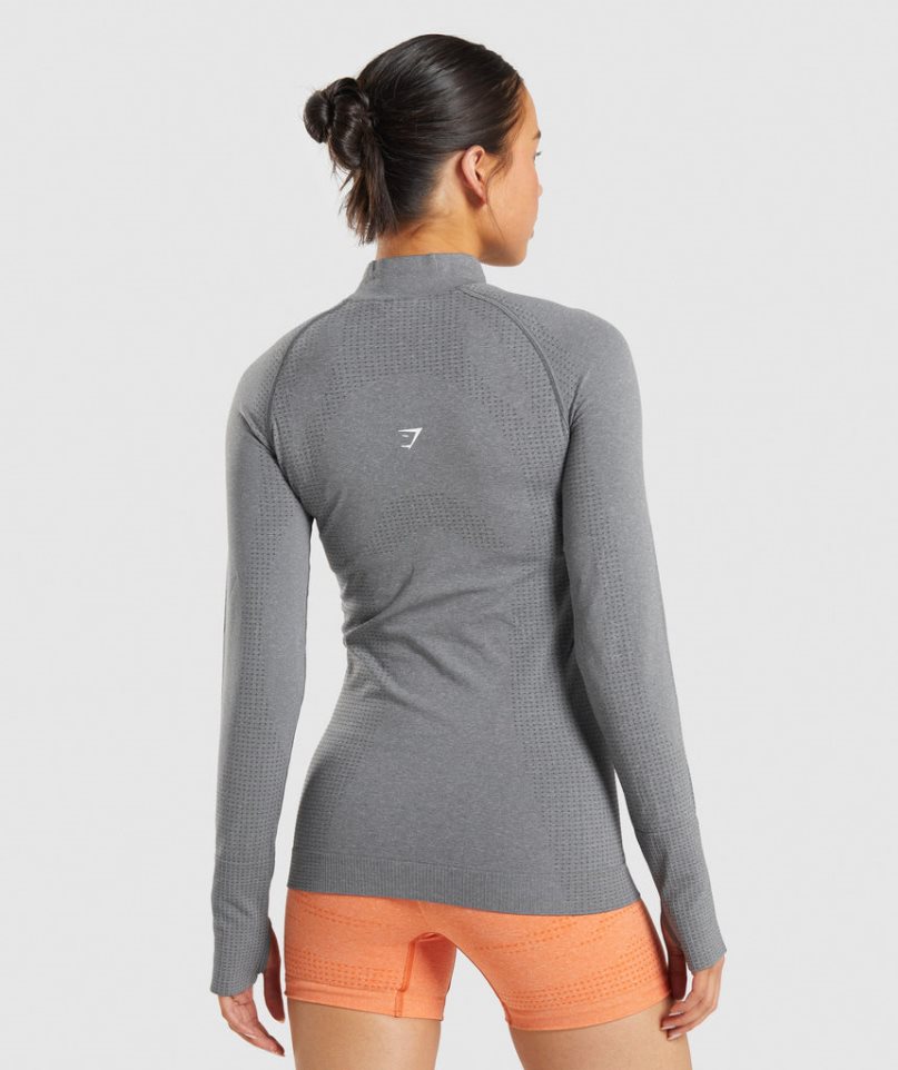 Gymshark Vital Seamless 2.0 1/2 Zip Sweatshirts Damen Grau | AT-30-NYEU