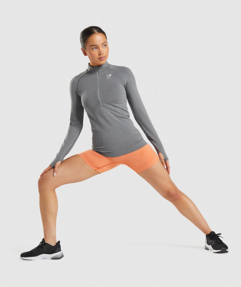 Gymshark Vital Seamless 2.0 1/2 Zip Sweatshirts Damen Grau | AT-30-NYEU