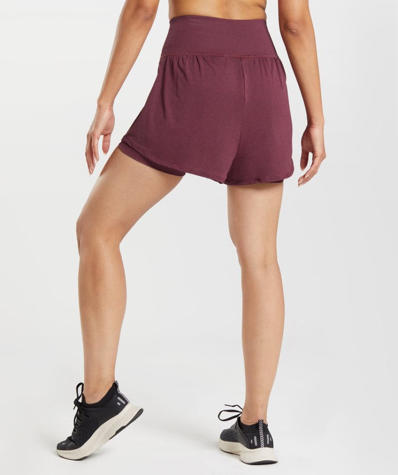 Gymshark Vital Seamless 2.0 2-in-1 Kurze Hose Damen Bordeaux | AT-13-ZPCH