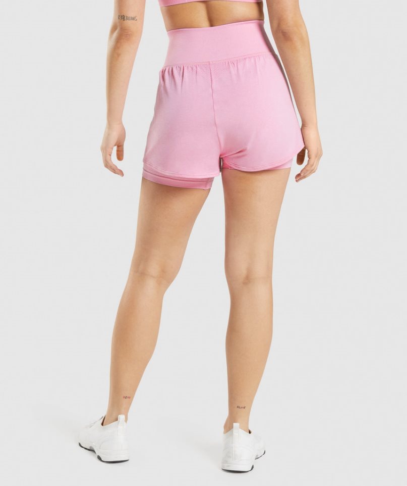 Gymshark Vital Seamless 2.0 2-in-1 Kurze Hose Damen Rosa | AT-17-DJAY