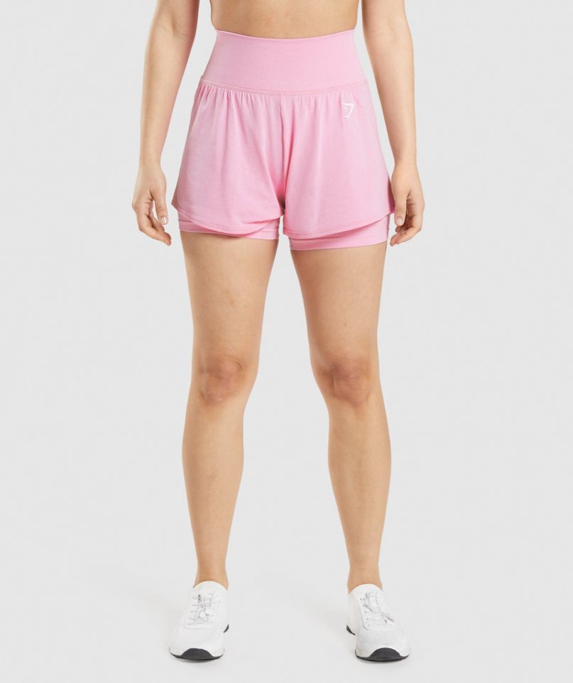 Gymshark Vital Seamless 2.0 2-in-1 Kurze Hose Damen Rosa | AT-17-DJAY