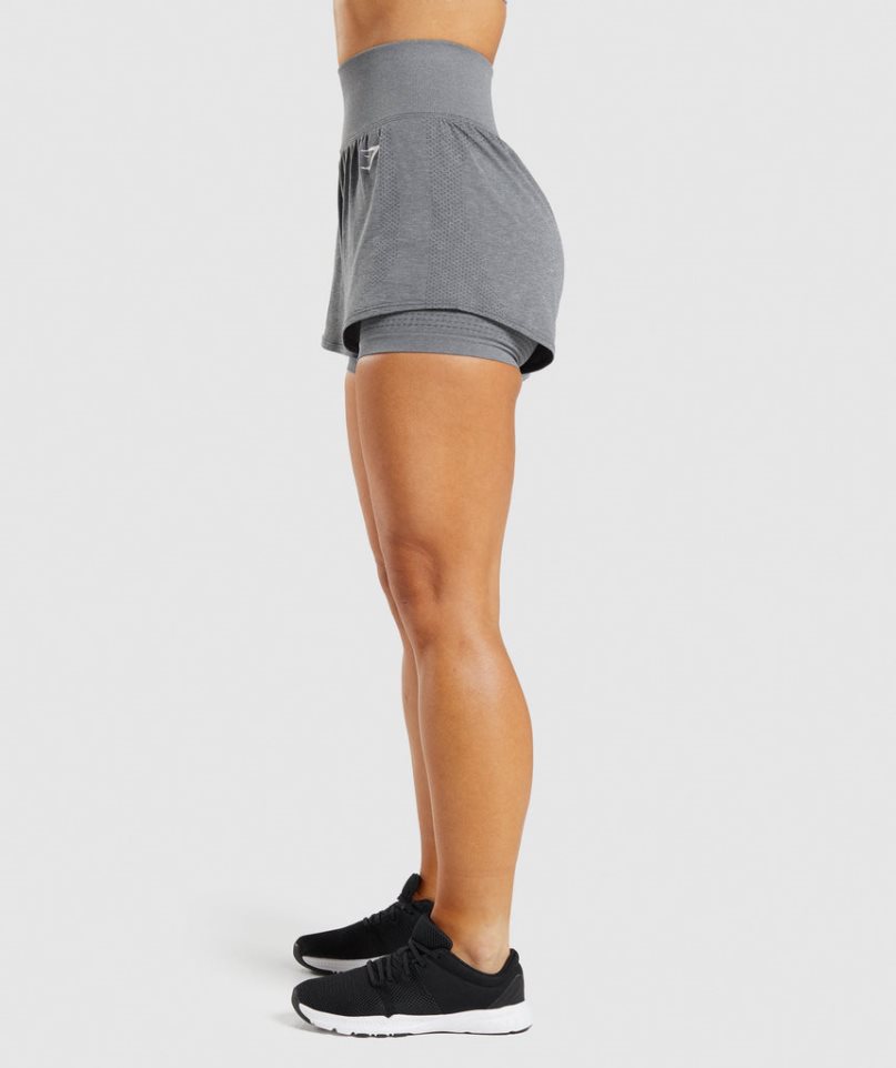 Gymshark Vital Seamless 2.0 2-in-1 Kurze Hose Damen Grau | AT-19-LPHE