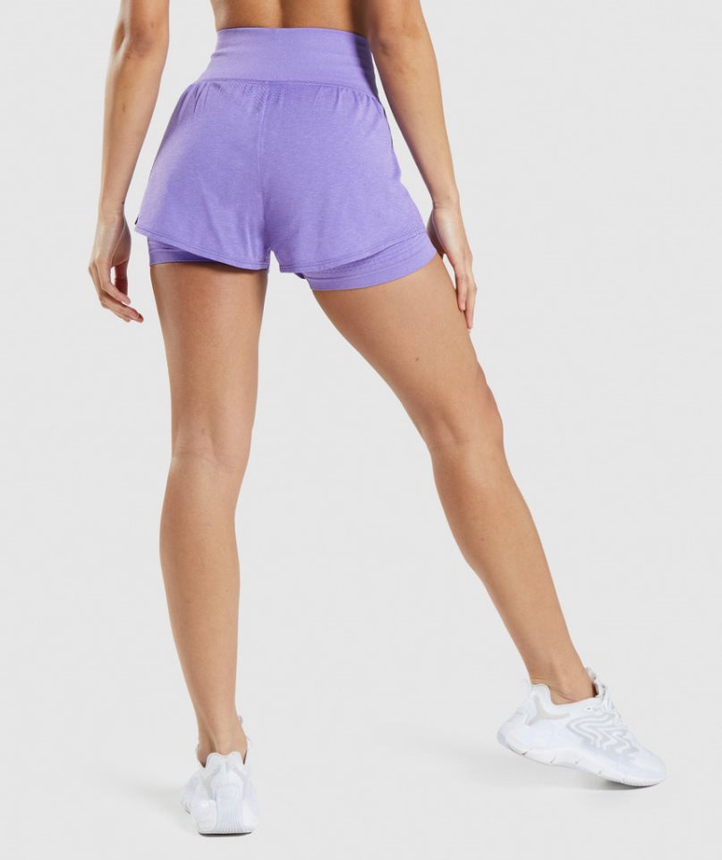 Gymshark Vital Seamless 2.0 2-in-1 Kurze Hose Damen Helllila | AT-27-HCMP