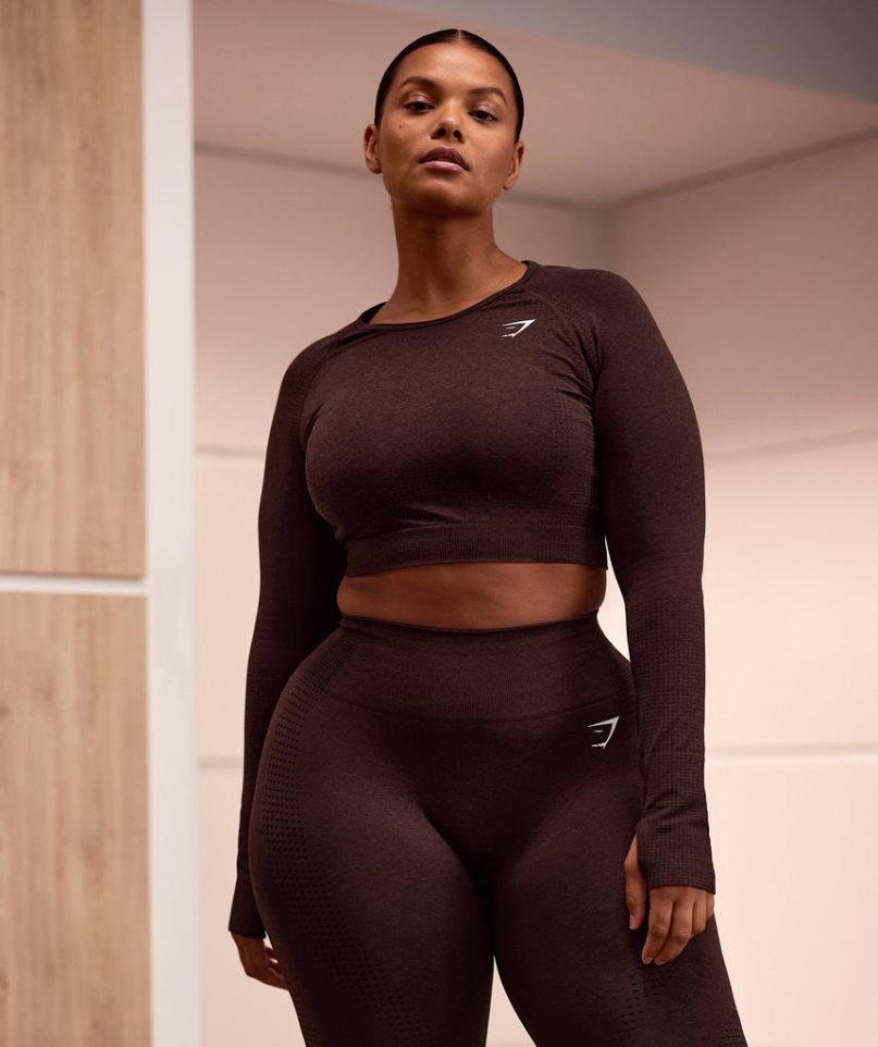 Gymshark Vital Seamless 2.0 Kurz Geschnittene Oberteile Damen Schokolade | AT-15-BXZS