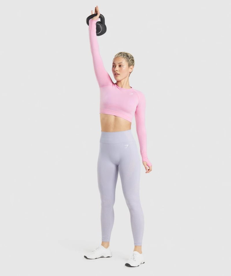 Gymshark Vital Seamless 2.0 Kurz Geschnittene Oberteile Damen Rosa | AT-31-UTQG