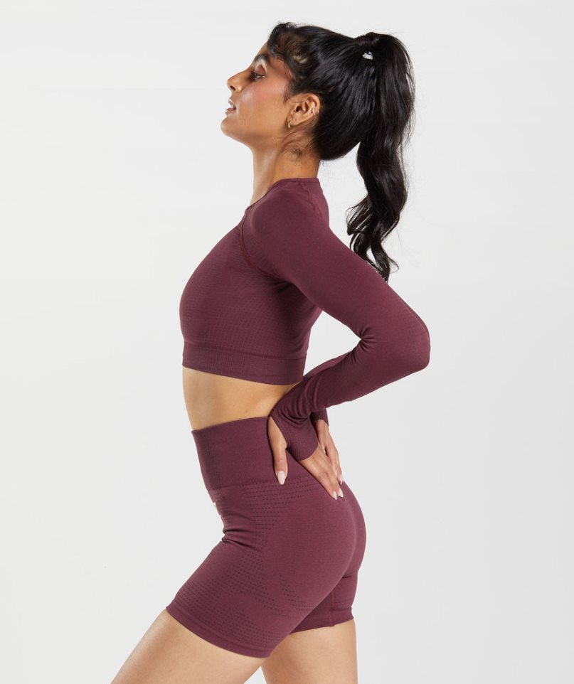 Gymshark Vital Seamless 2.0 Kurz Geschnittene Oberteile Damen Bordeaux | AT-50-XFAN