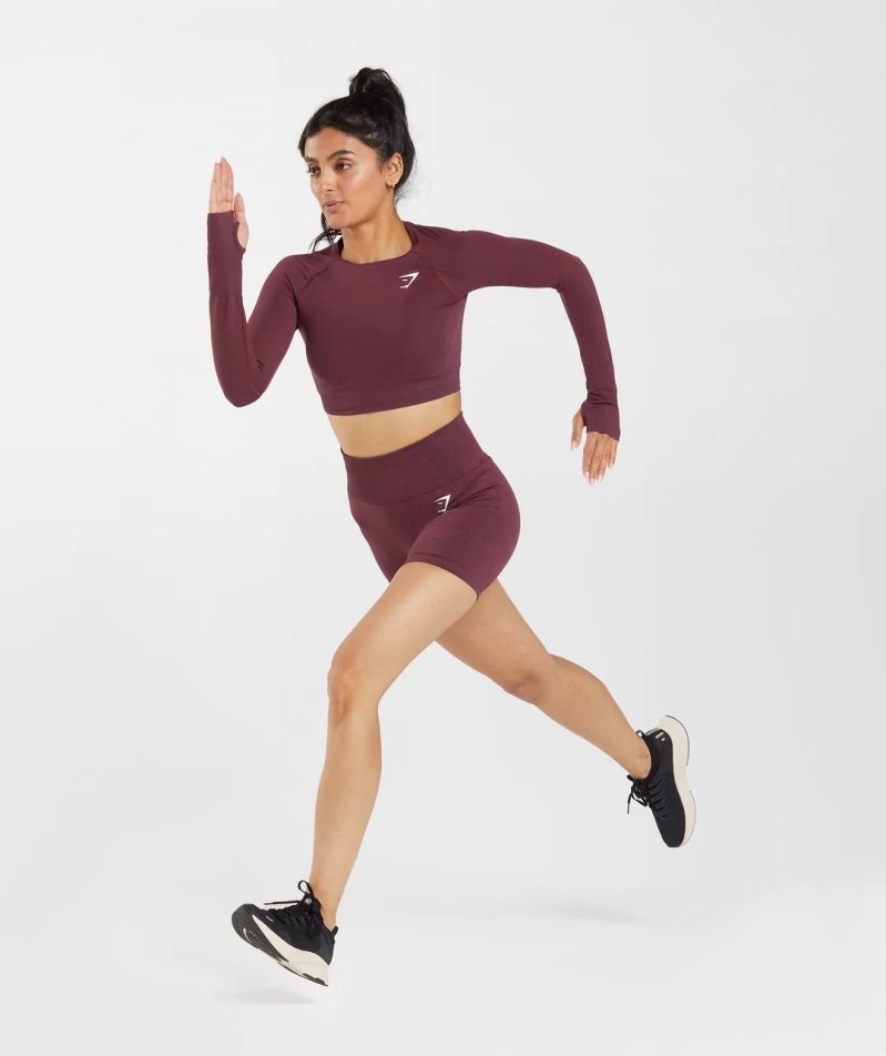 Gymshark Vital Seamless 2.0 Kurz Geschnittene Oberteile Damen Bordeaux | AT-50-XFAN