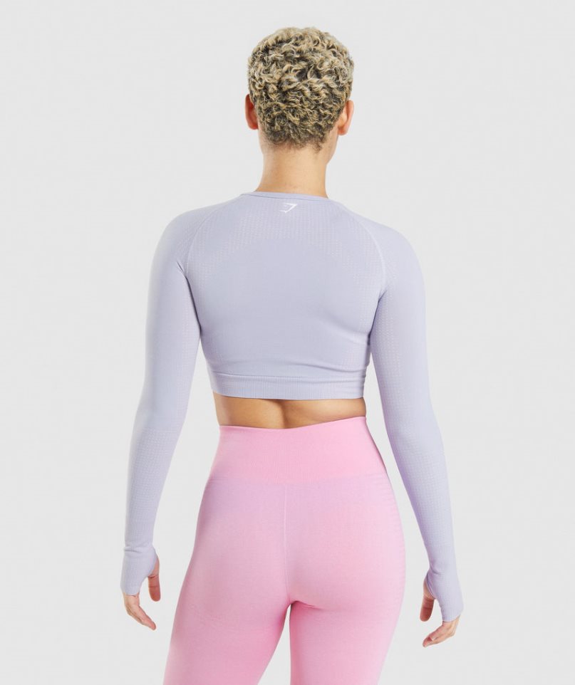 Gymshark Vital Seamless 2.0 Kurz Geschnittene Oberteile Damen Hellblau | AT-70-LWSC