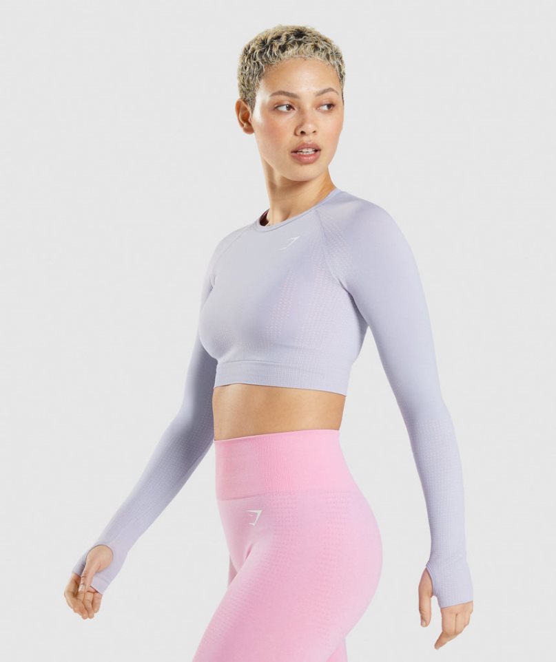 Gymshark Vital Seamless 2.0 Kurz Geschnittene Oberteile Damen Hellblau | AT-70-LWSC