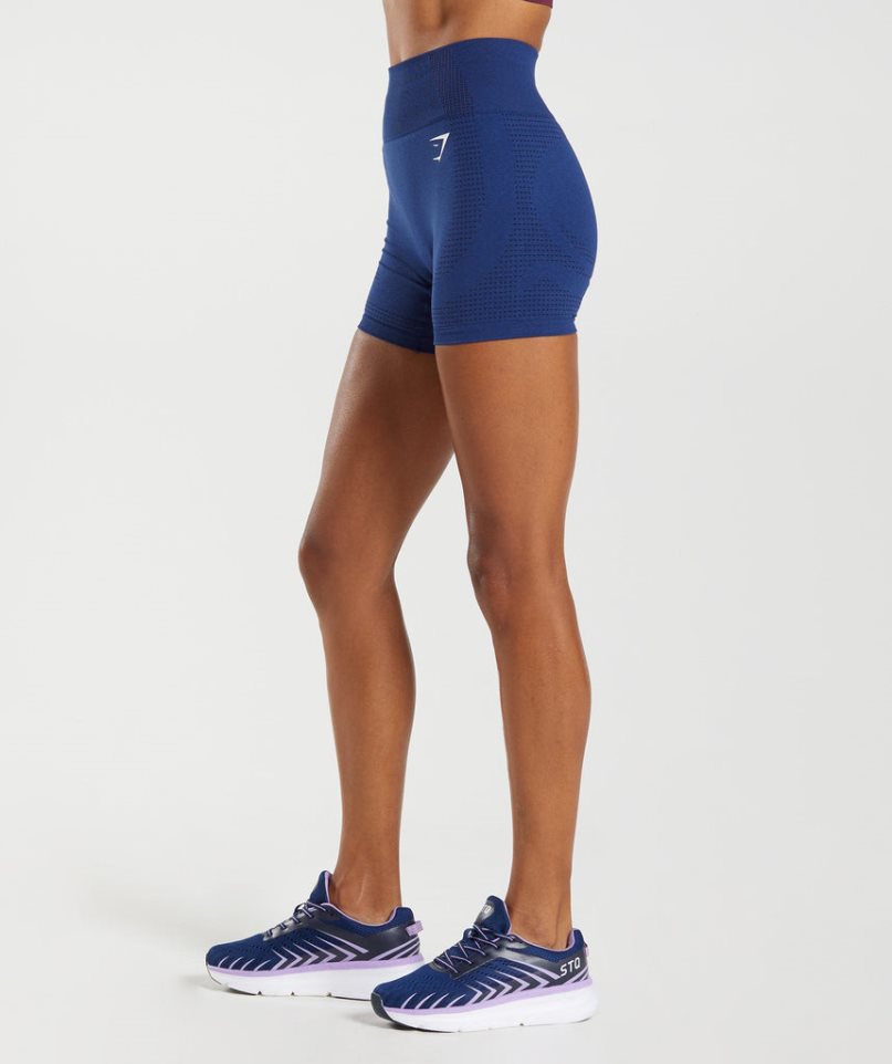 Gymshark Vital Seamless 2.0 Kurze Hose Damen Blau | AT-83-ZQBT