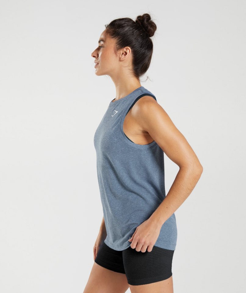 Gymshark Vital Seamless 2.0 Light Muskelshirt Damen Blau | AT-91-UXKN