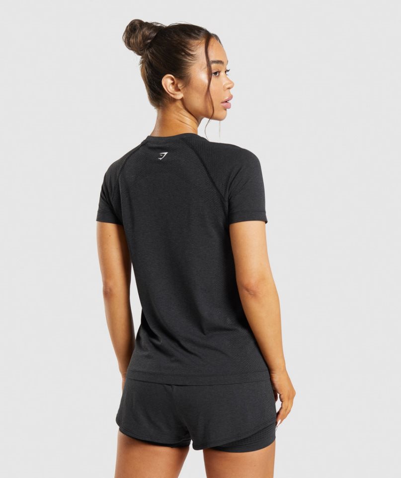 Gymshark Vital Seamless 2.0 Light T-shirts Damen Schwarz | AT-21-BLWE