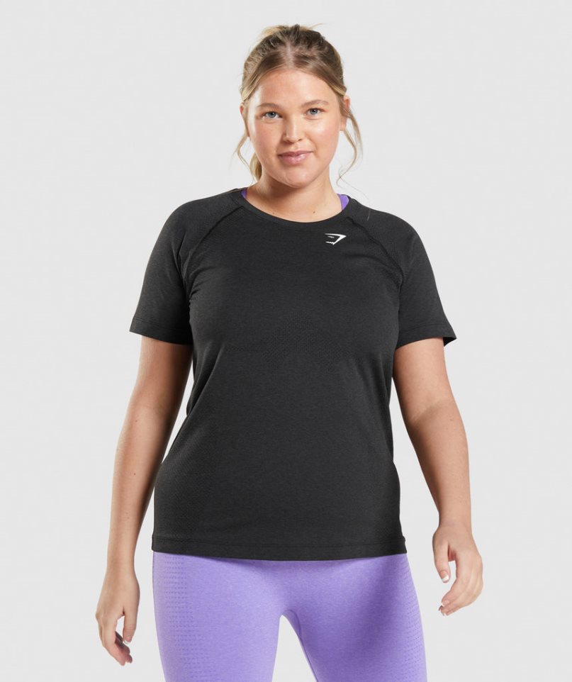 Gymshark Vital Seamless 2.0 Light T-shirts Damen Schwarz | AT-21-BLWE