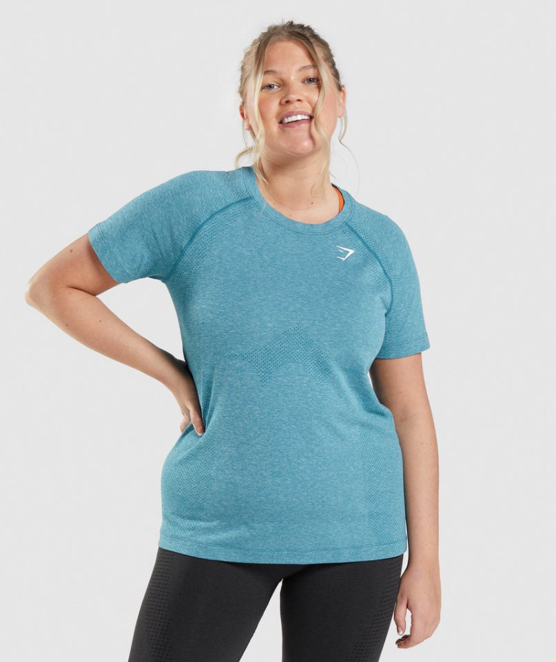 Gymshark Vital Seamless 2.0 Light T-shirts Damen Türkis | AT-81-BWAY