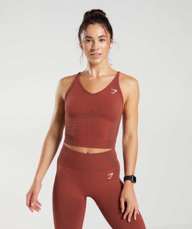 Gymshark Vital Seamless 2.0 Midi Muskelshirt Damen Dunkelrot | AT-37-MZIK