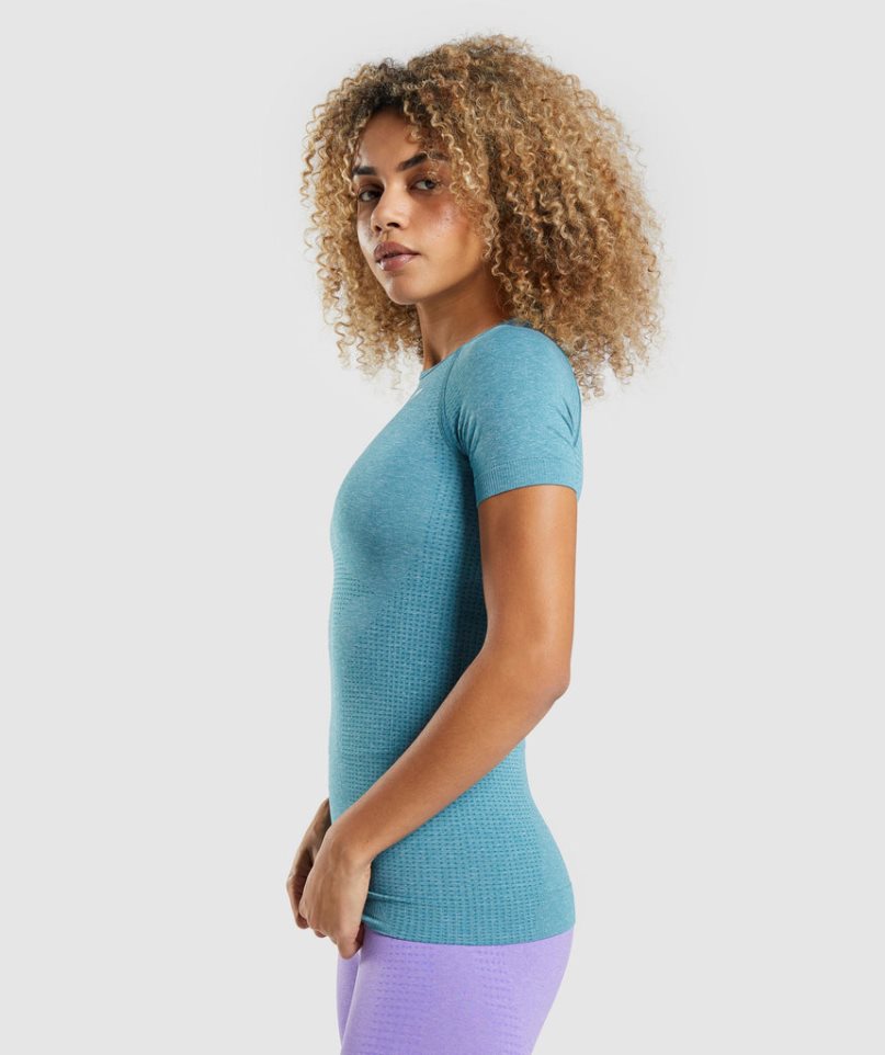 Gymshark Vital Seamless 2.0 T-shirts Damen Türkis | AT-26-NMGS