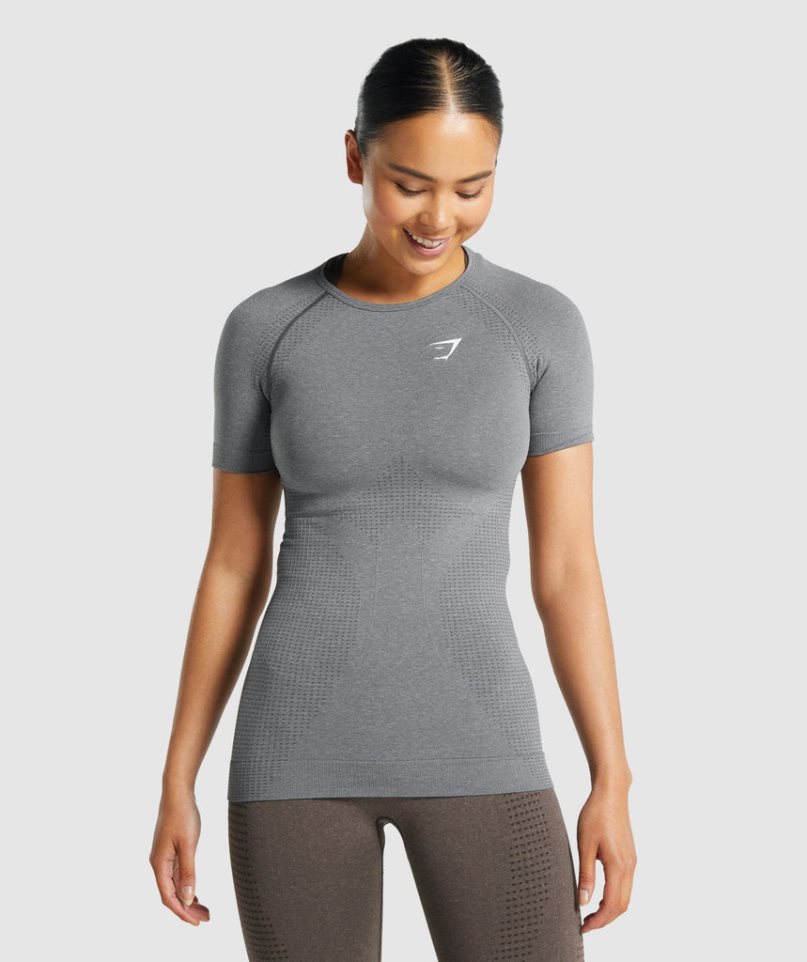 Gymshark Vital Seamless 2.0 T-shirts Damen Grau | AT-35-PRVZ