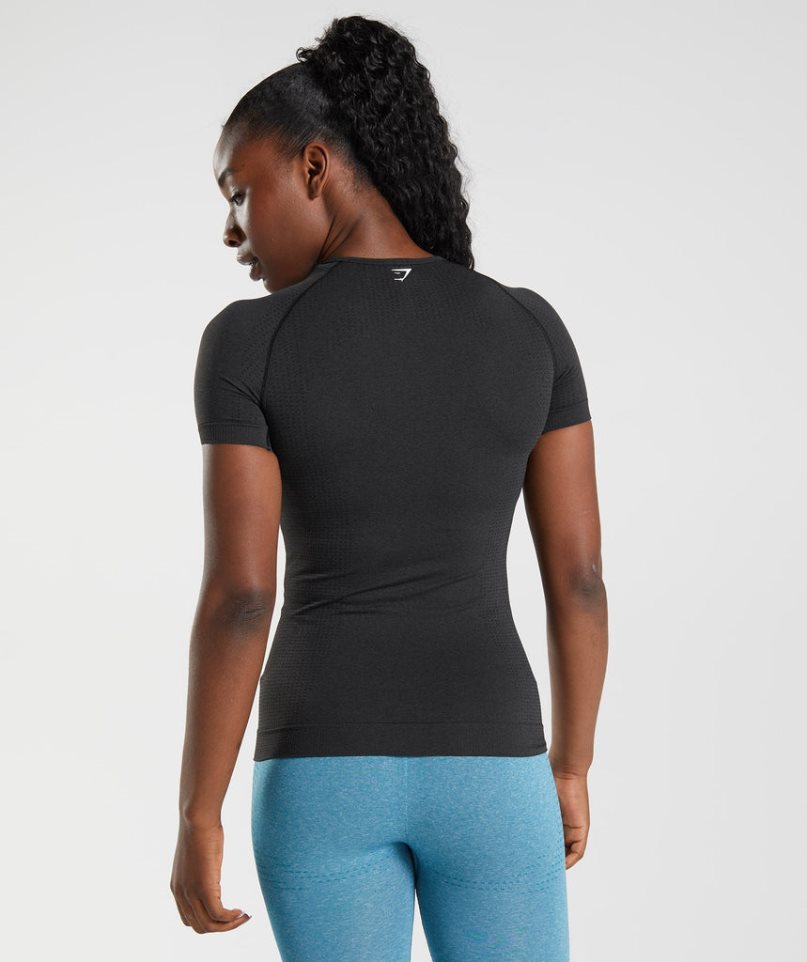 Gymshark Vital Seamless 2.0 T-shirts Damen Schwarz | AT-42-LISZ