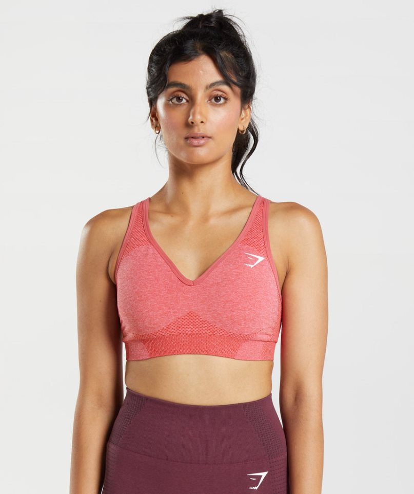 Gymshark Vital Seamless 2.0 V Neck Sport Bh Damen Rosa | AT-37-EDHC