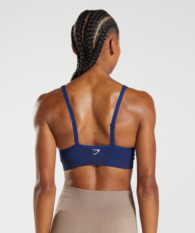 Gymshark Vital Seamless 2.0 V Neck Sport Bh Damen Blau | AT-41-GPUQ