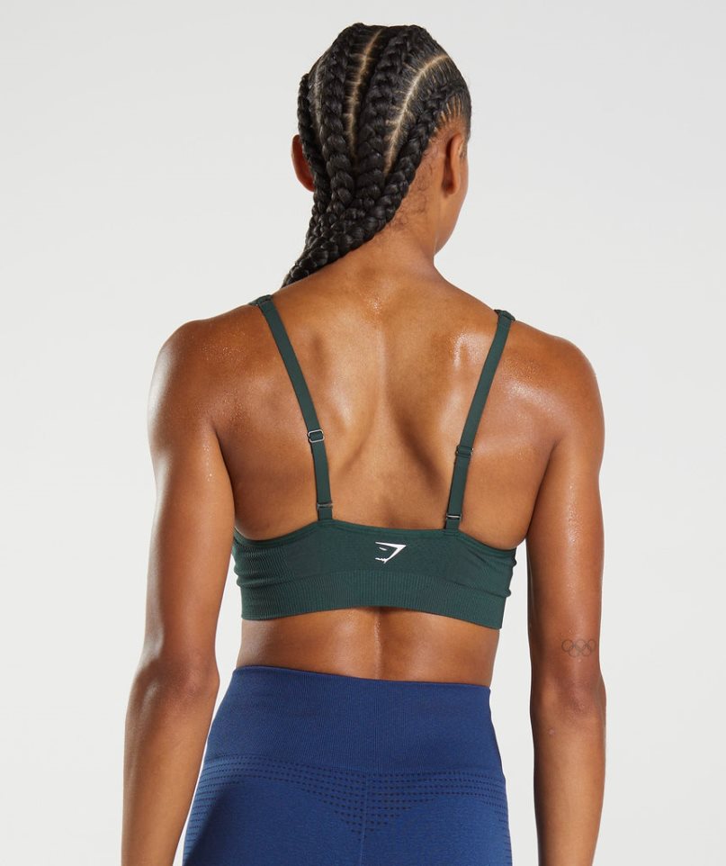 Gymshark Vital Seamless 2.0 V Neck Sport Bh Damen Dunkelgrün | AT-89-IHZL