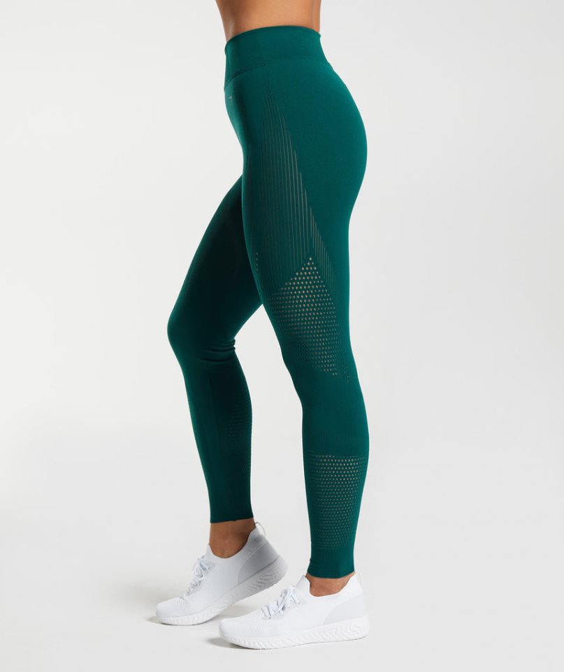 Gymshark Warp Knit Leggings Damen Grün | AT-70-DGFA