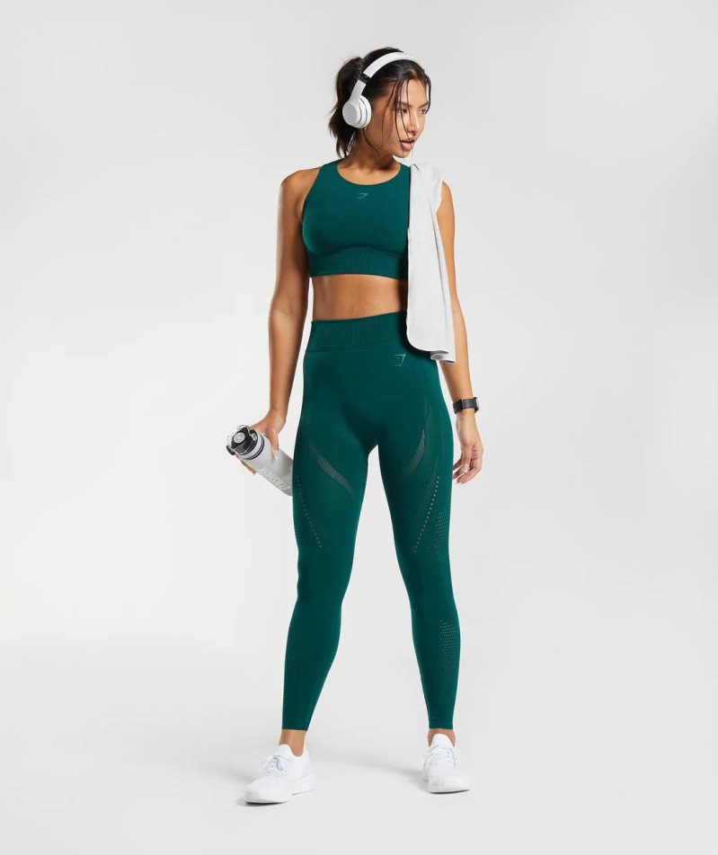 Gymshark Warp Knit Leggings Damen Grün | AT-70-DGFA