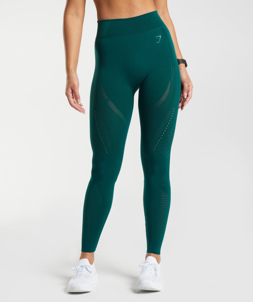 Gymshark Warp Knit Leggings Damen Grün | AT-70-DGFA