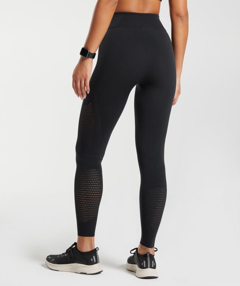 Gymshark Warp Knit Leggings Damen Schwarz | AT-14-NIOY