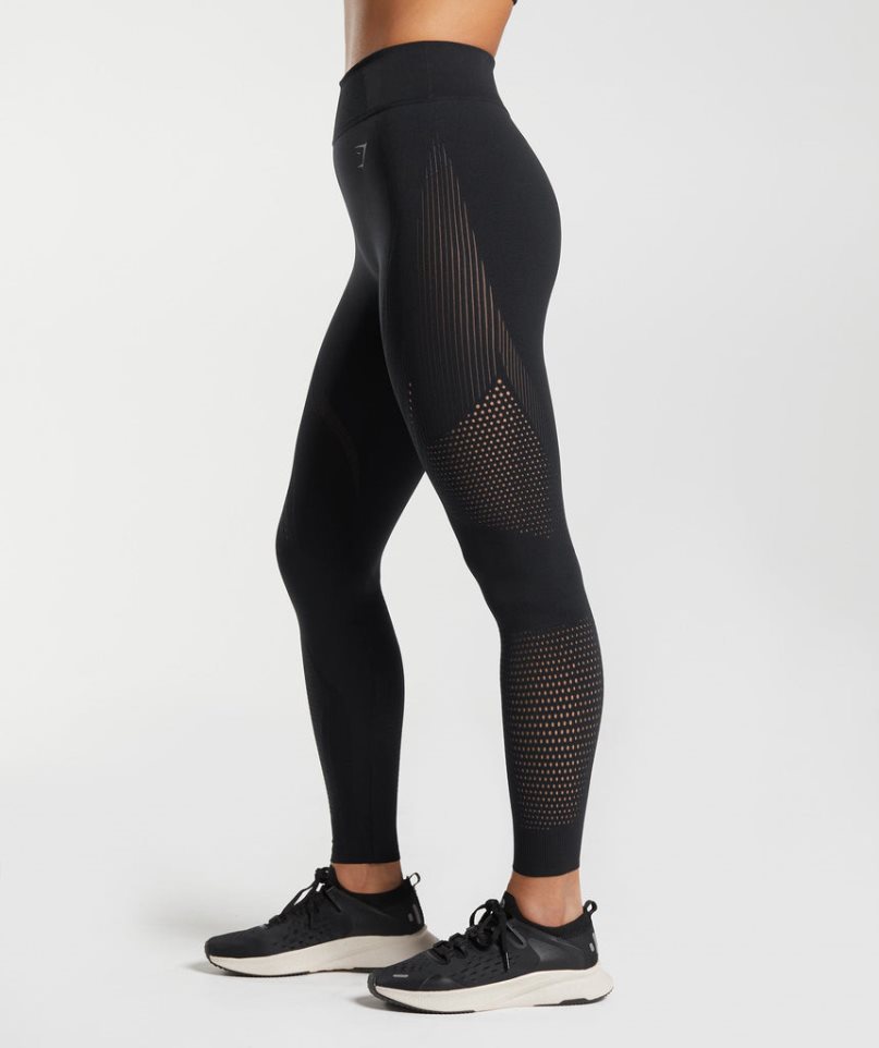 Gymshark Warp Knit Leggings Damen Schwarz | AT-14-NIOY