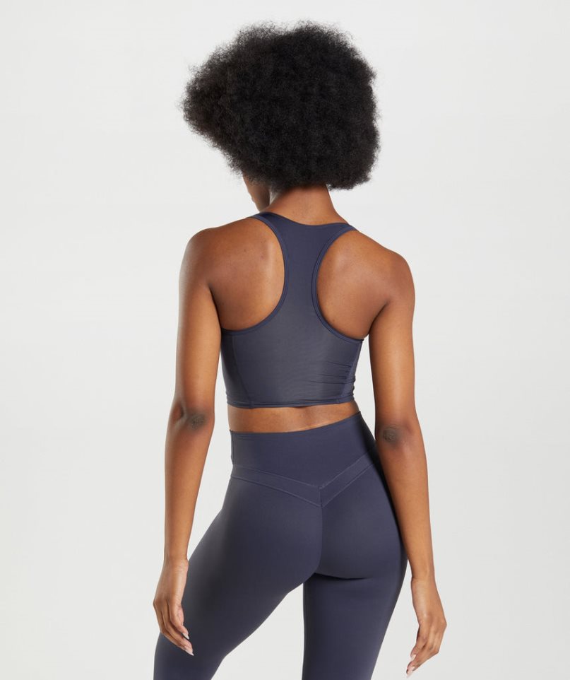 Gymshark Whitney Crop Muskelshirt Damen Navy | AT-09-QLYP