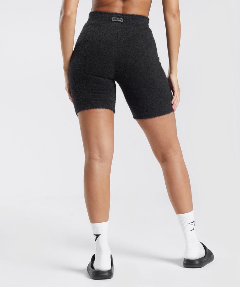 Gymshark Whitney Eyelash Knit Kurze Hose Damen Schwarz | AT-20-VMWJ