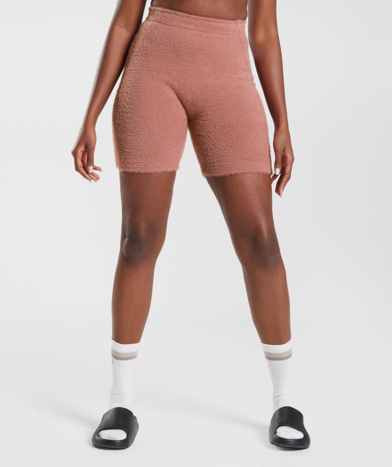 Gymshark Whitney Eyelash Knit Kurze Hose Damen Rosa | AT-31-SPQI